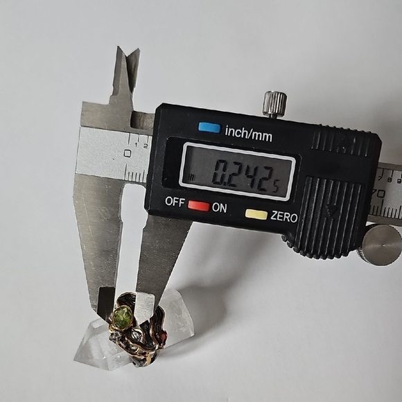 Peridot with White Topaz and Garnet Ring - Picture 3 of 7